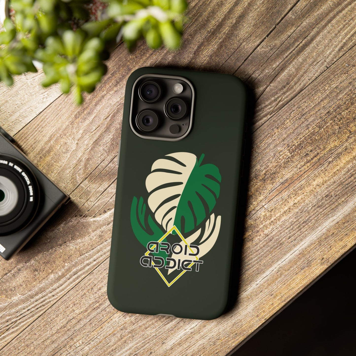Phone Case — 'Droid Addict' Tropical Monstera Protective Case