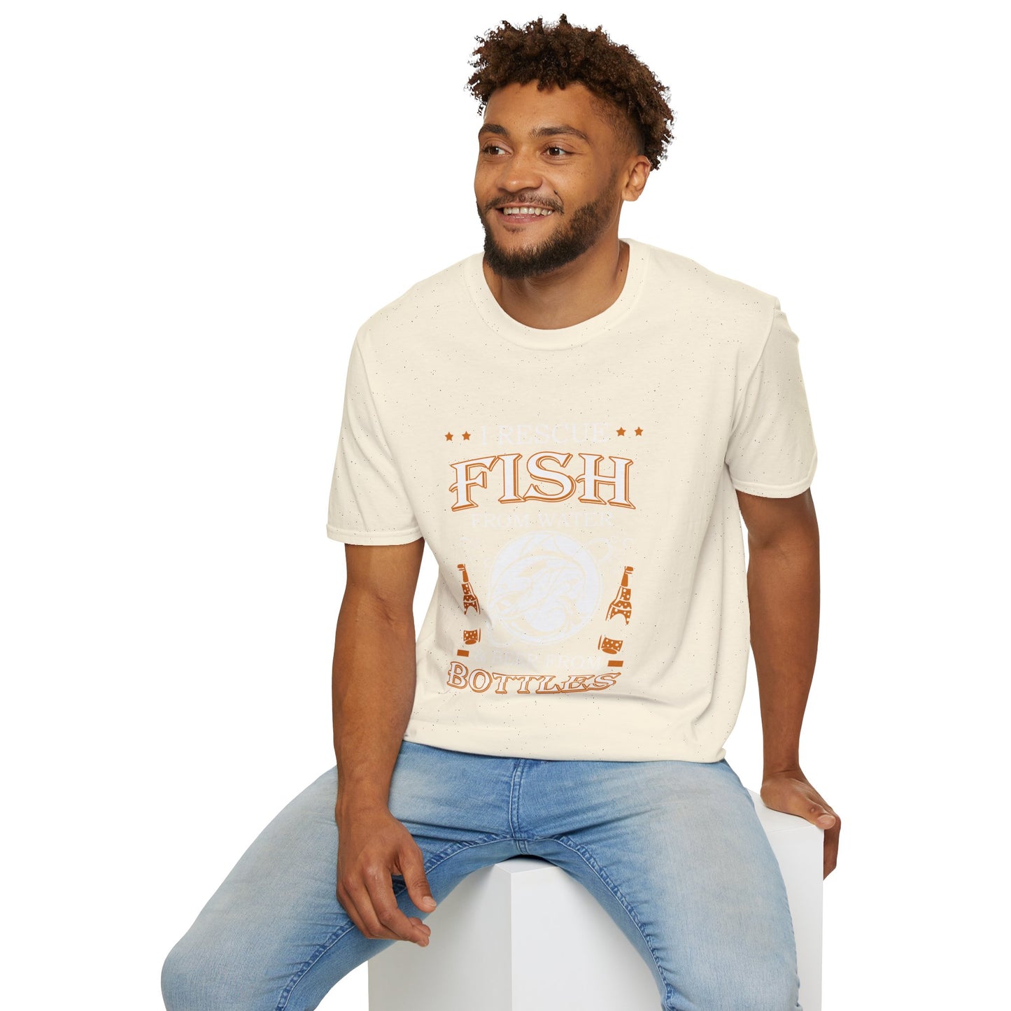 I Rescue Fish from Water & Beer from Bottles T-Shirt — Funny Fisherman Tee