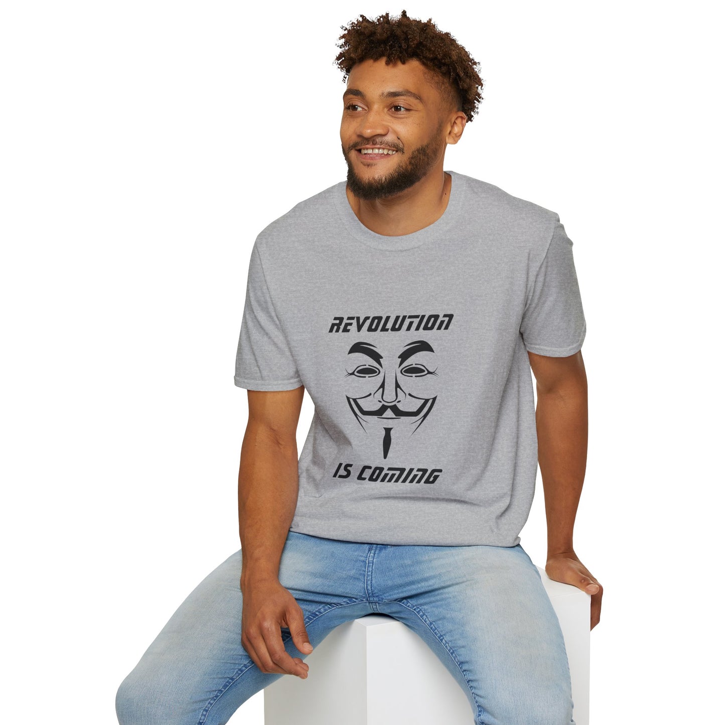 Revolution Is Coming T-Shirt — Guy Fawkes Mask Protest Tee