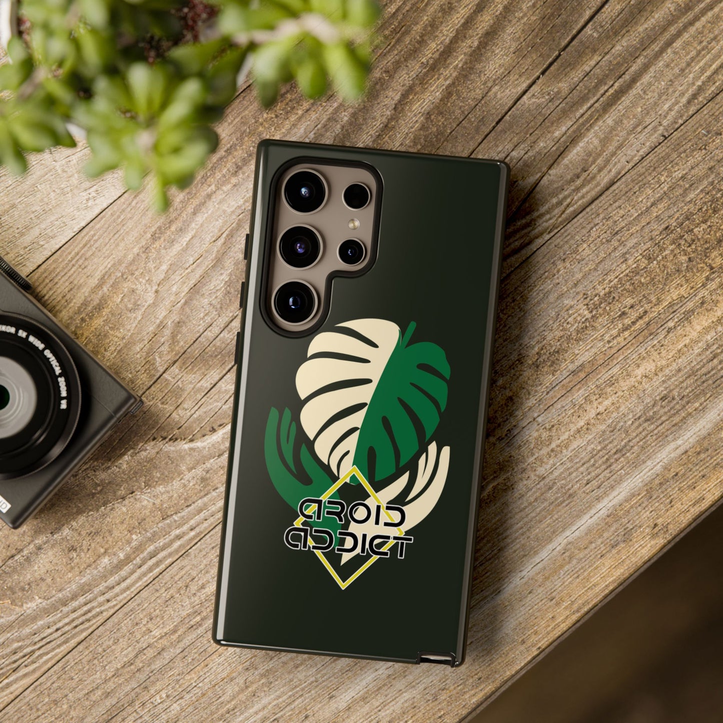 Phone Case — 'Droid Addict' Tropical Monstera Protective Case