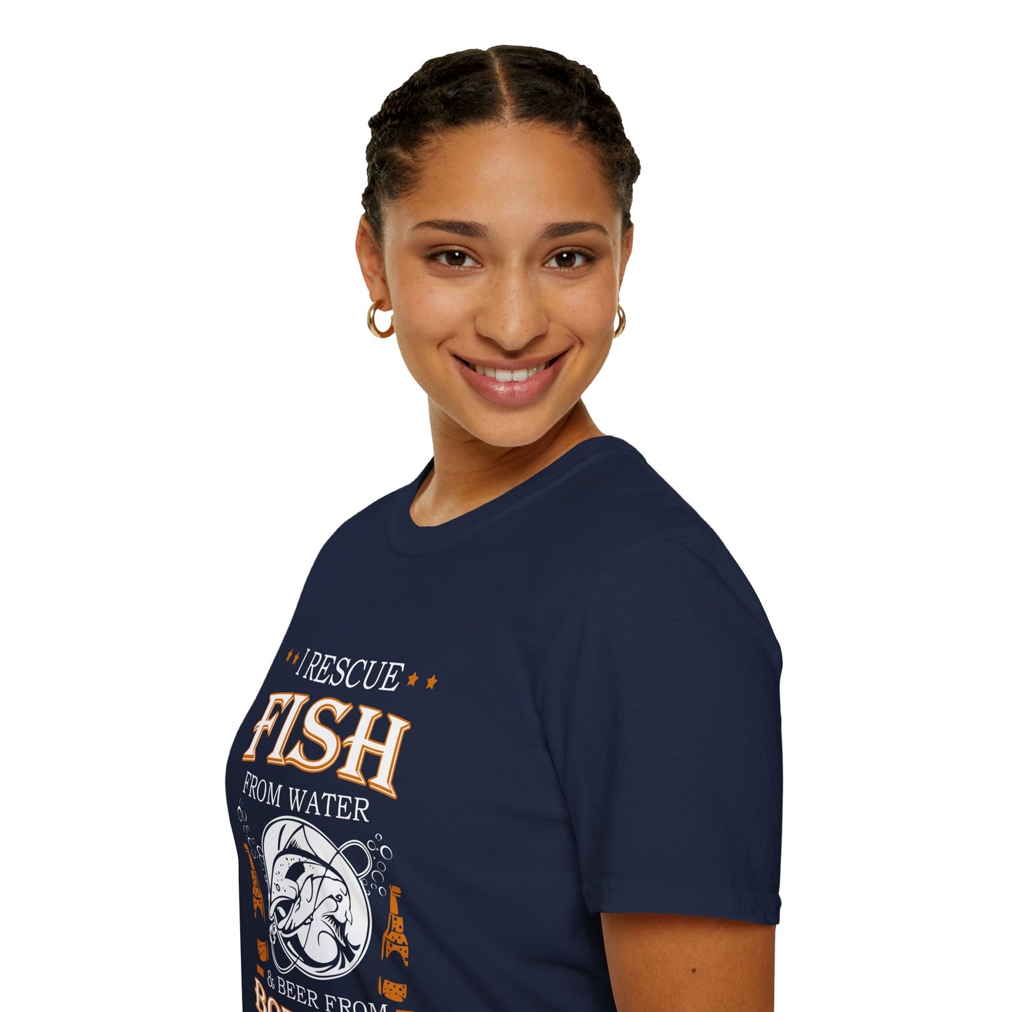 I Rescue Fish from Water & Beer from Bottles T-Shirt — Funny Fisherman Tee