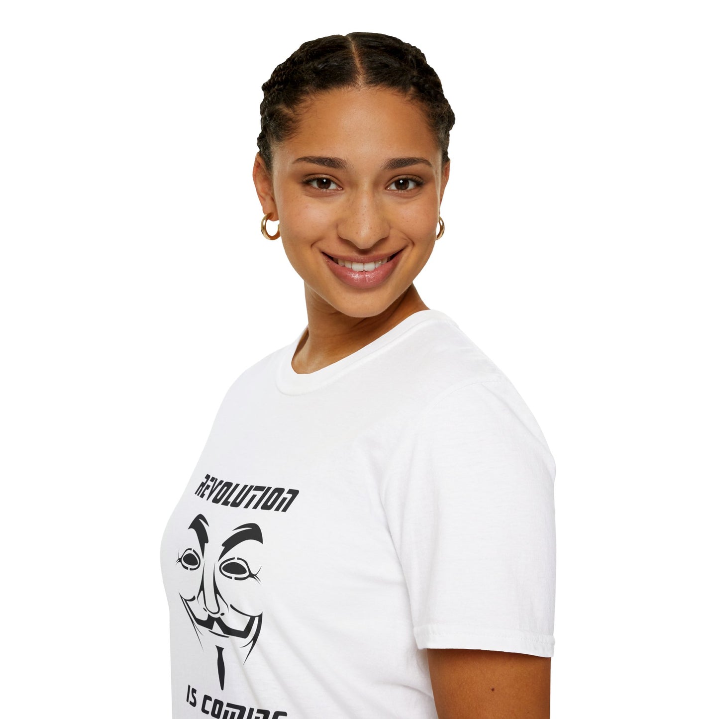 Revolution Is Coming T-Shirt — Guy Fawkes Mask Protest Tee