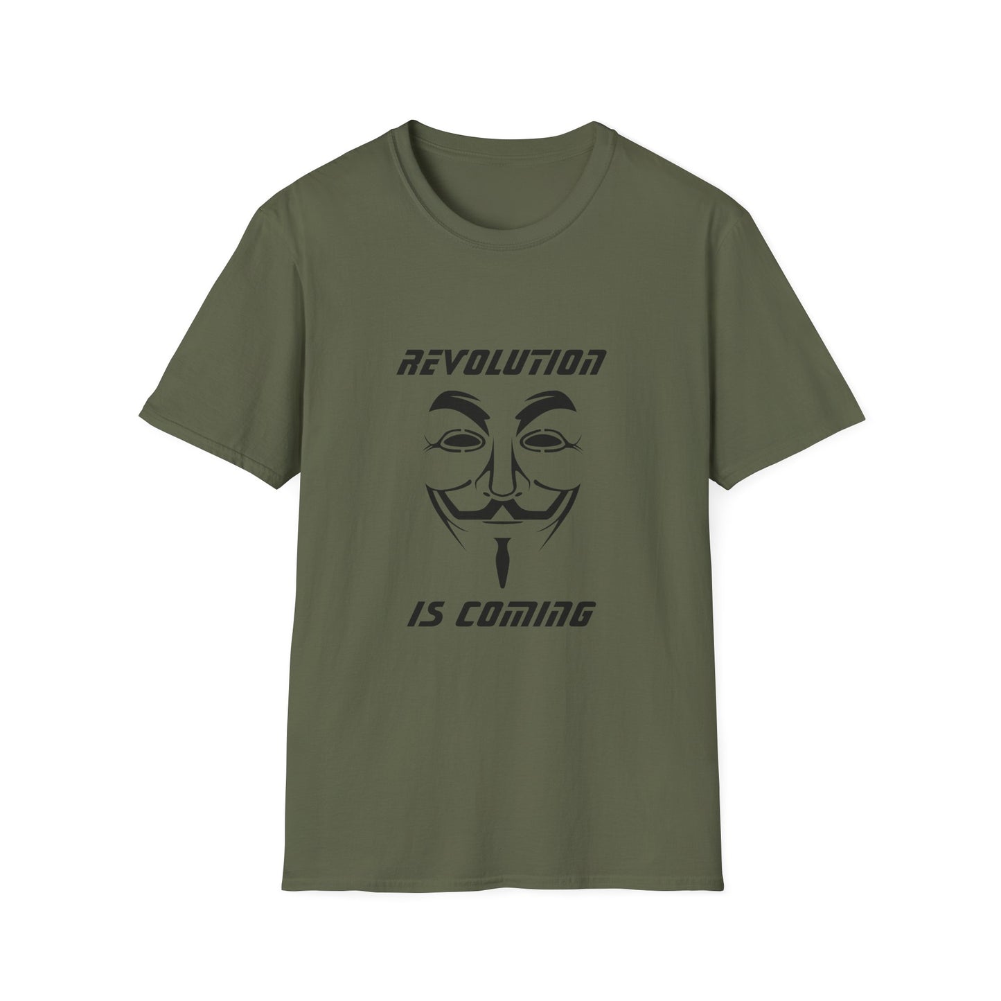 Revolution Is Coming T-Shirt — Guy Fawkes Mask Protest Tee
