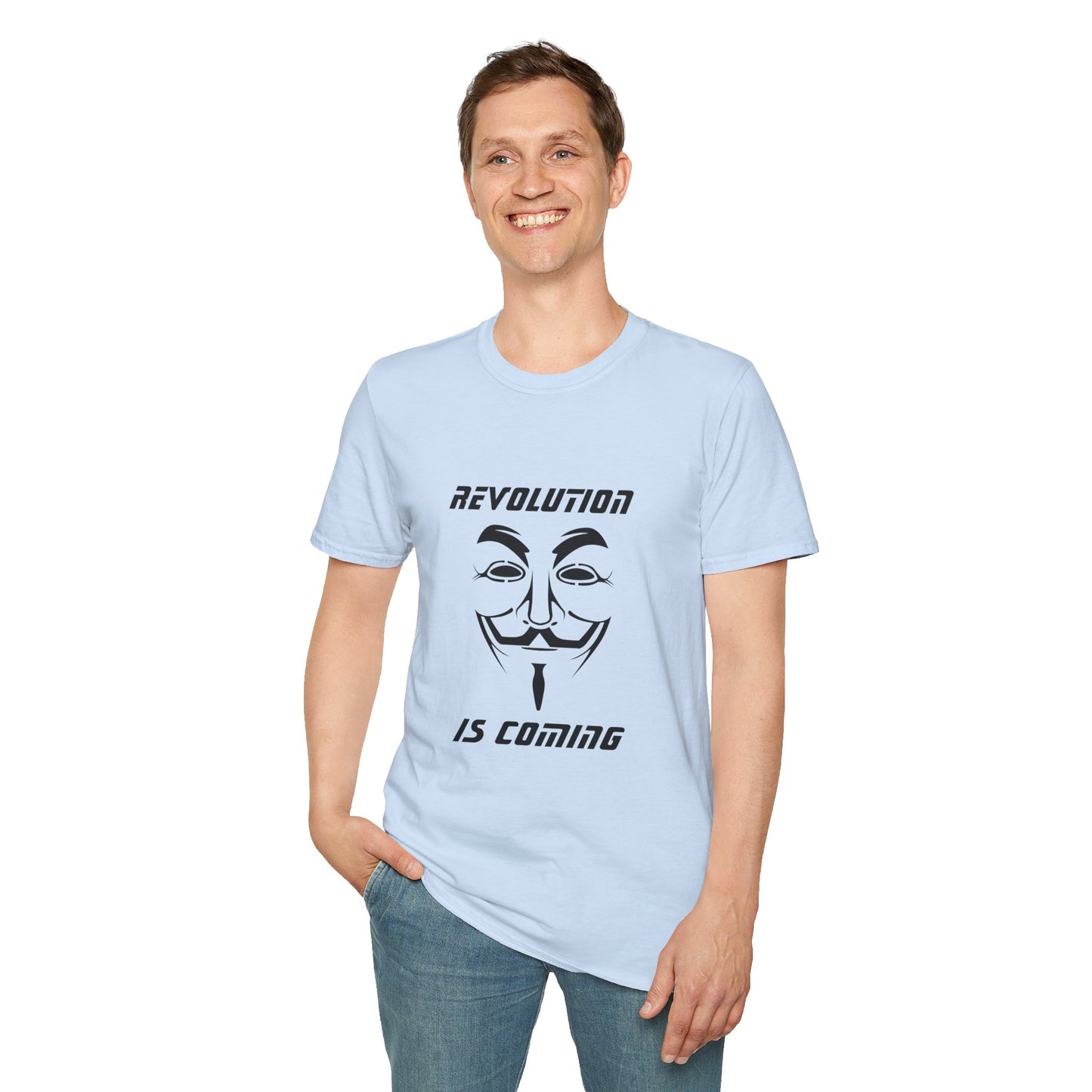 Revolution Is Coming T-Shirt — Guy Fawkes Mask Protest Tee
