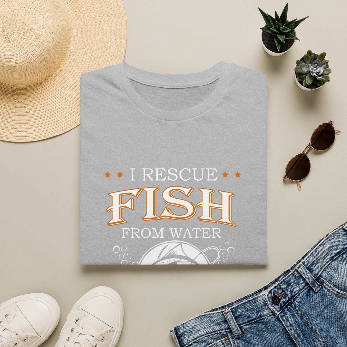 I Rescue Fish from Water & Beer from Bottles T-Shirt — Funny Fisherman Tee