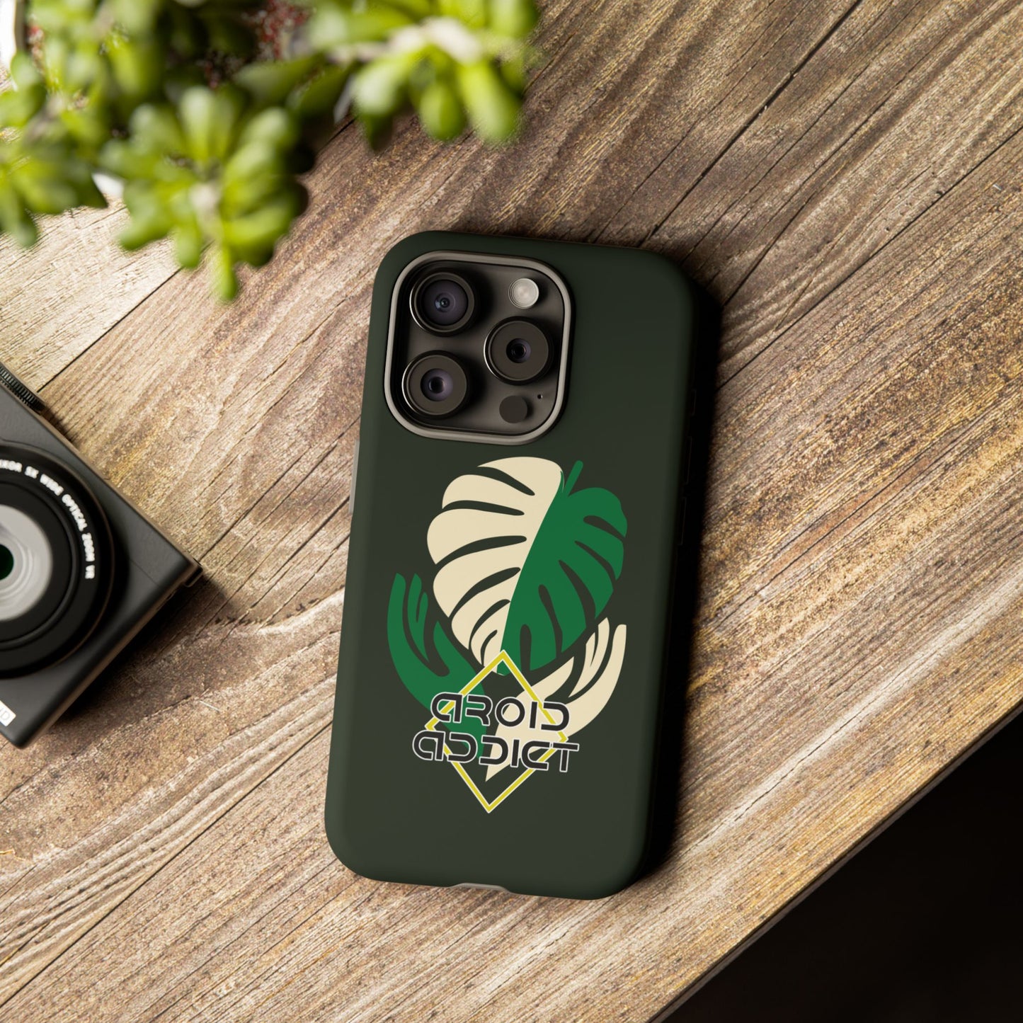 Phone Case — 'Droid Addict' Tropical Monstera Protective Case