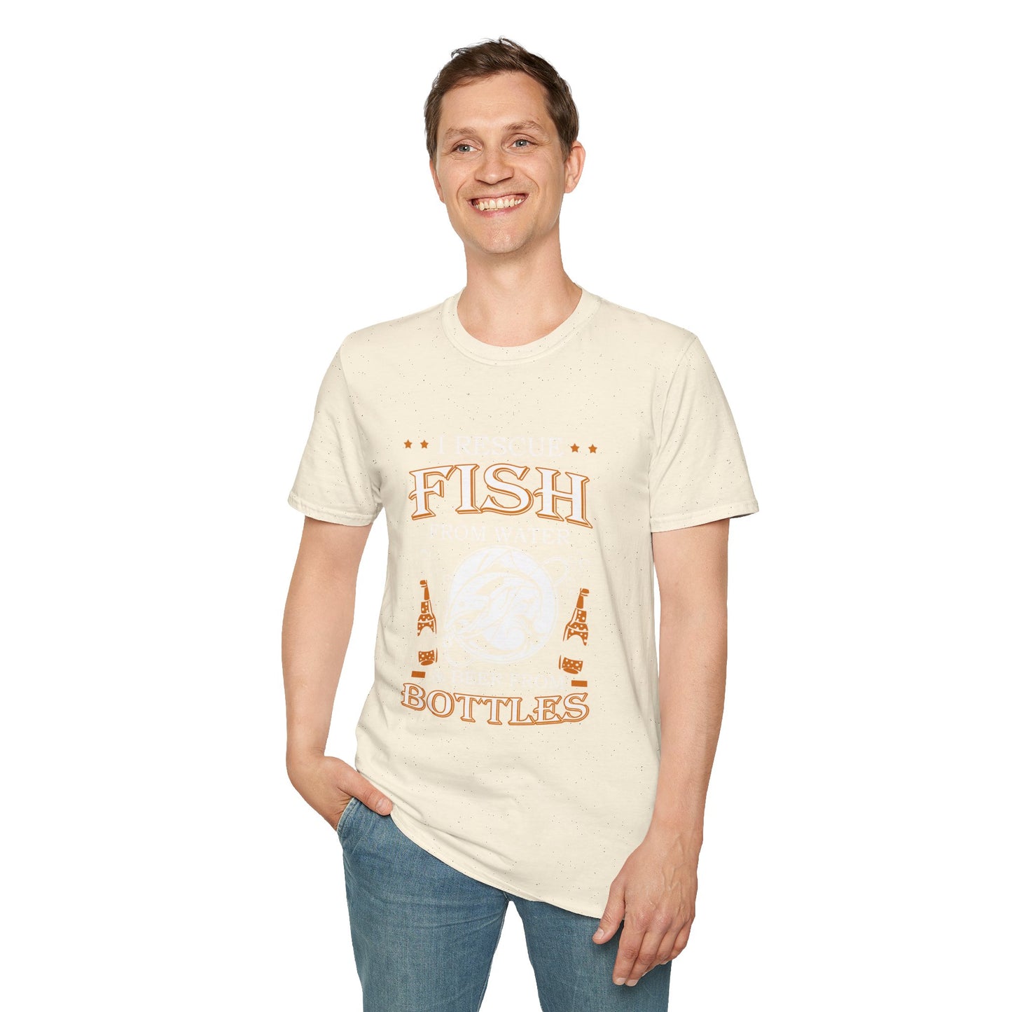 I Rescue Fish from Water & Beer from Bottles T-Shirt — Funny Fisherman Tee