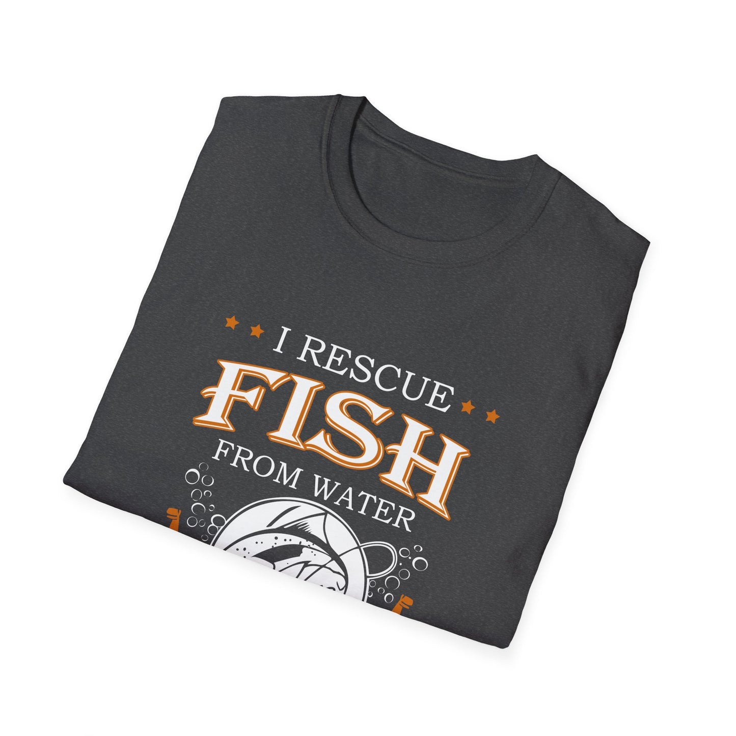 I Rescue Fish from Water & Beer from Bottles T-Shirt — Funny Fisherman Tee