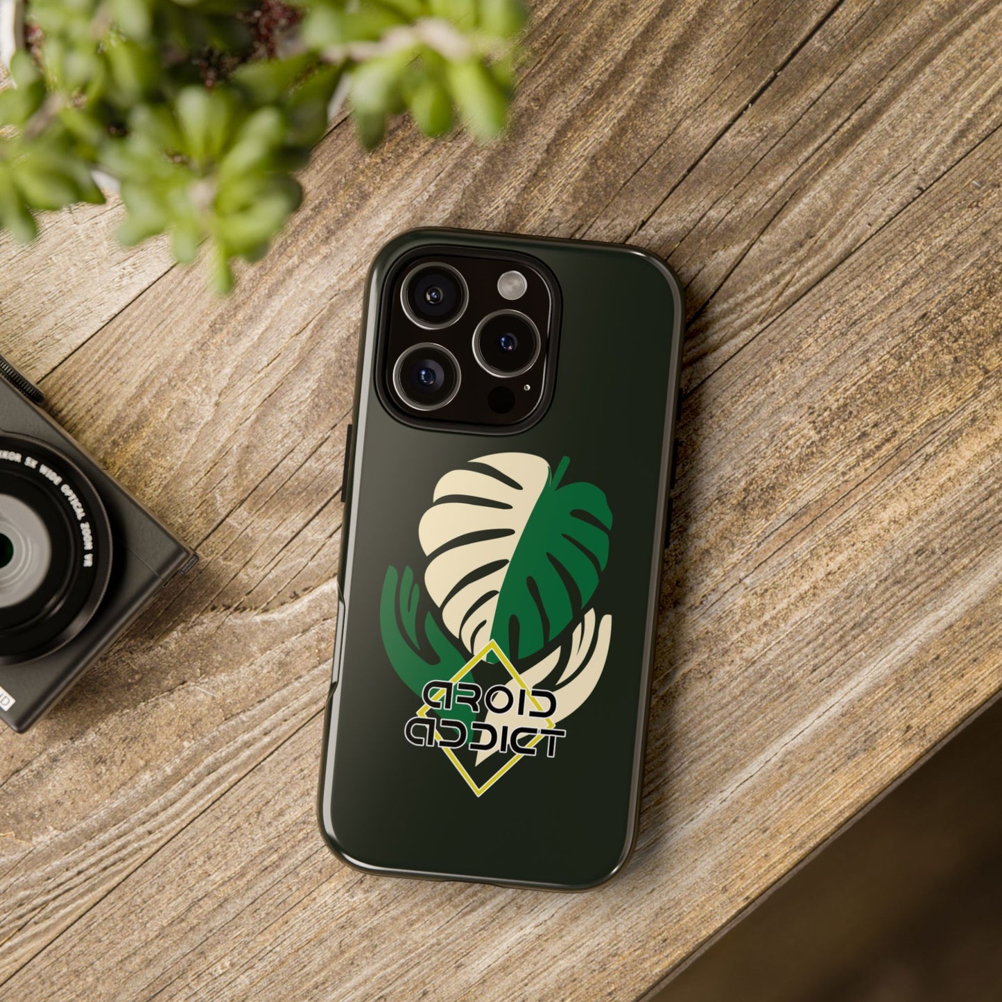 Phone Case — 'Droid Addict' Tropical Monstera Protective Case