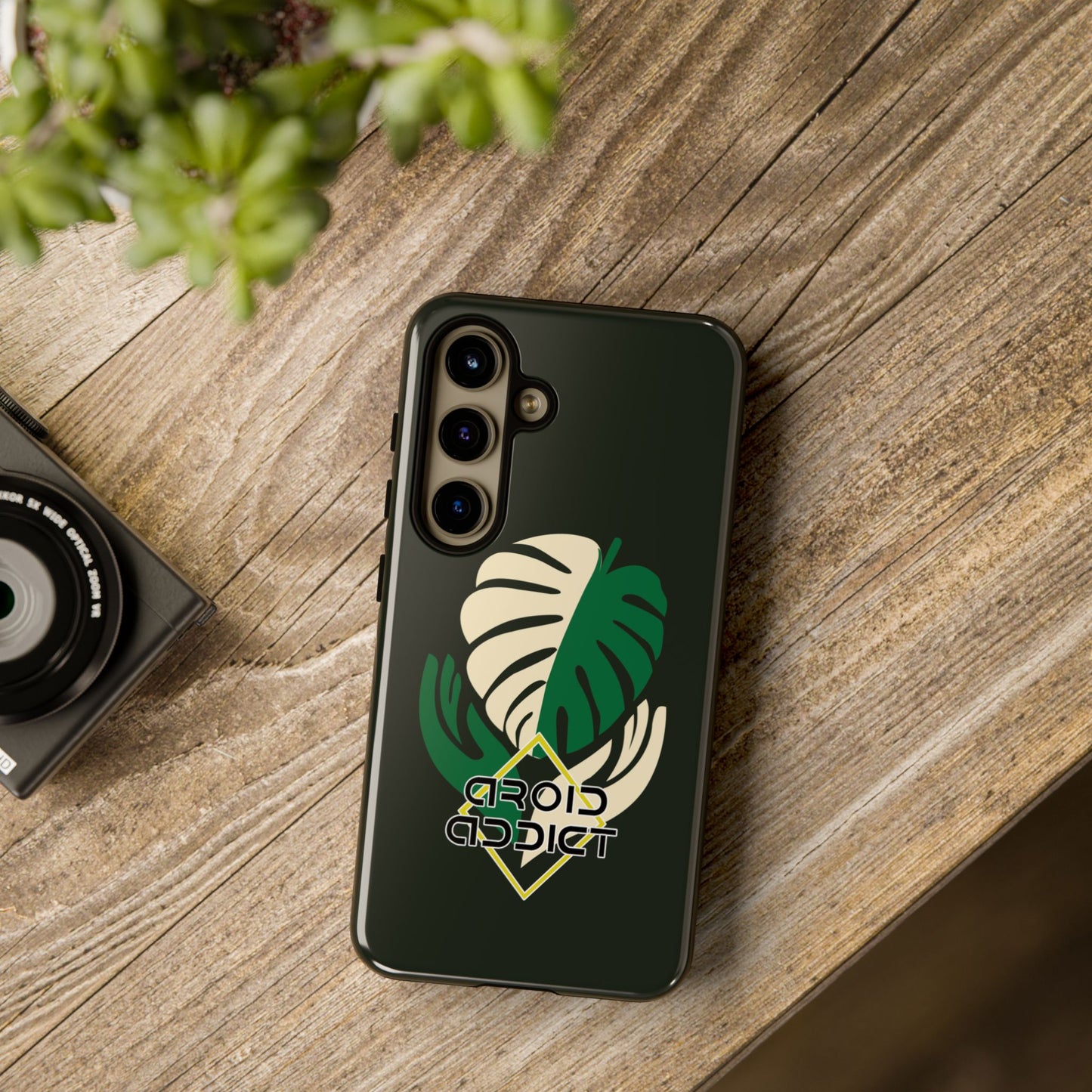 Phone Case — 'Droid Addict' Tropical Monstera Protective Case