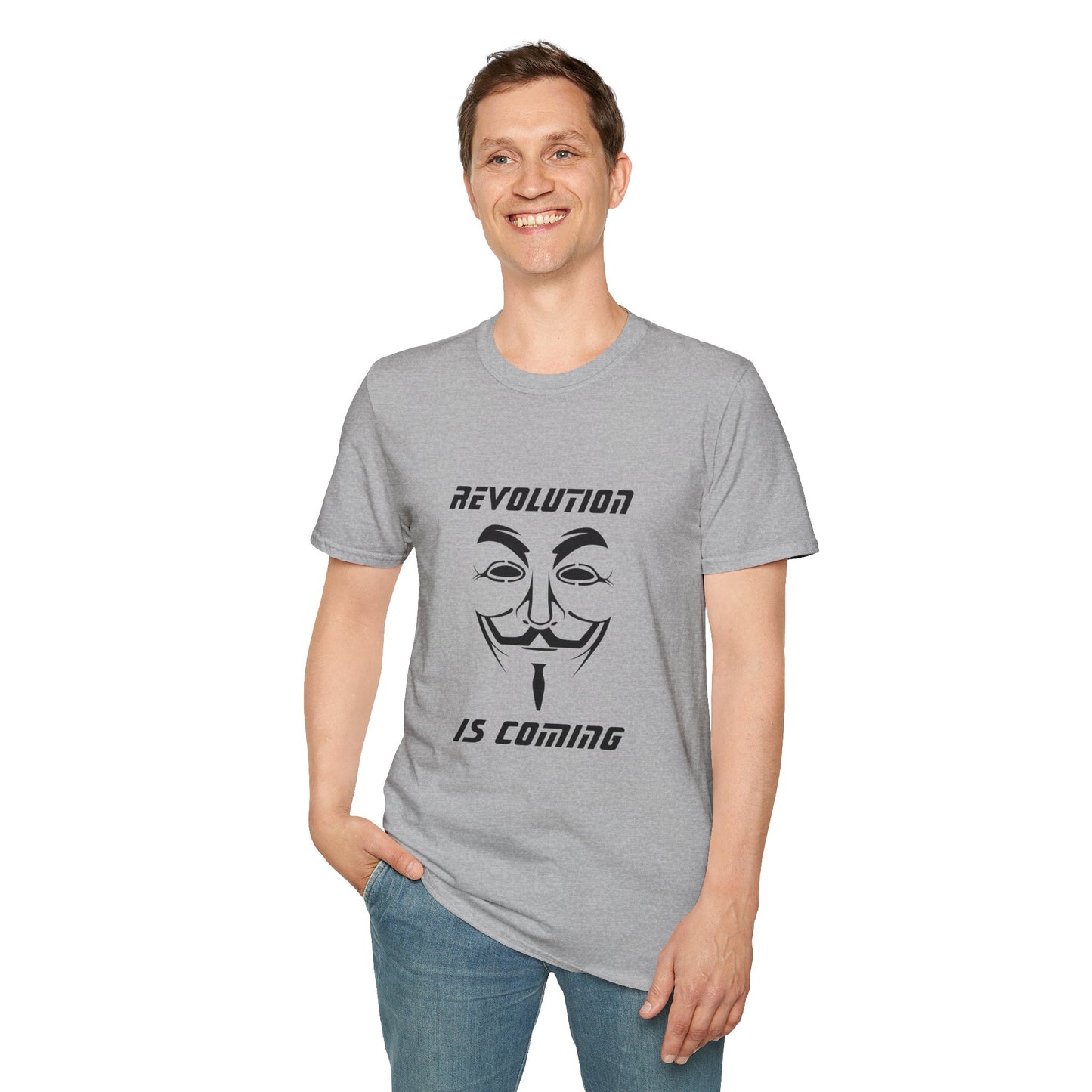 Revolution Is Coming T-Shirt — Guy Fawkes Mask Protest Tee