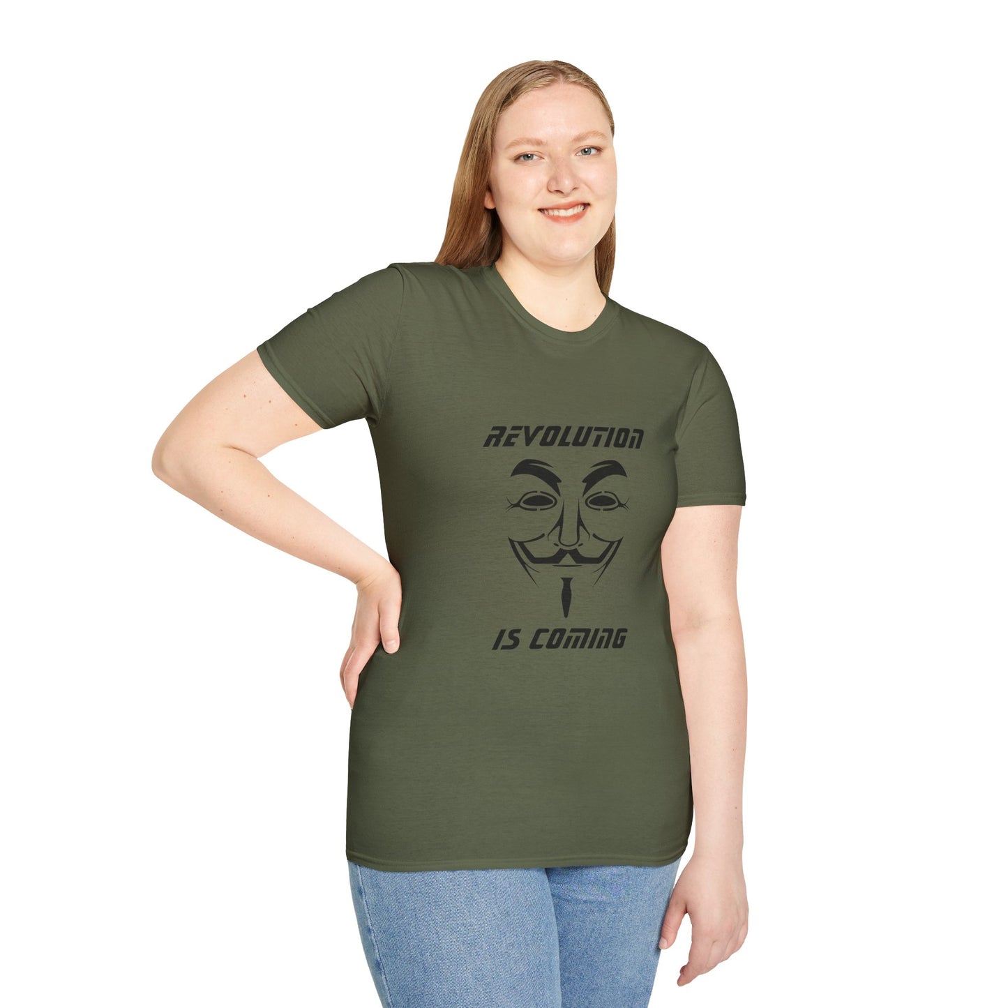 Revolution Is Coming T-Shirt — Guy Fawkes Mask Protest Tee