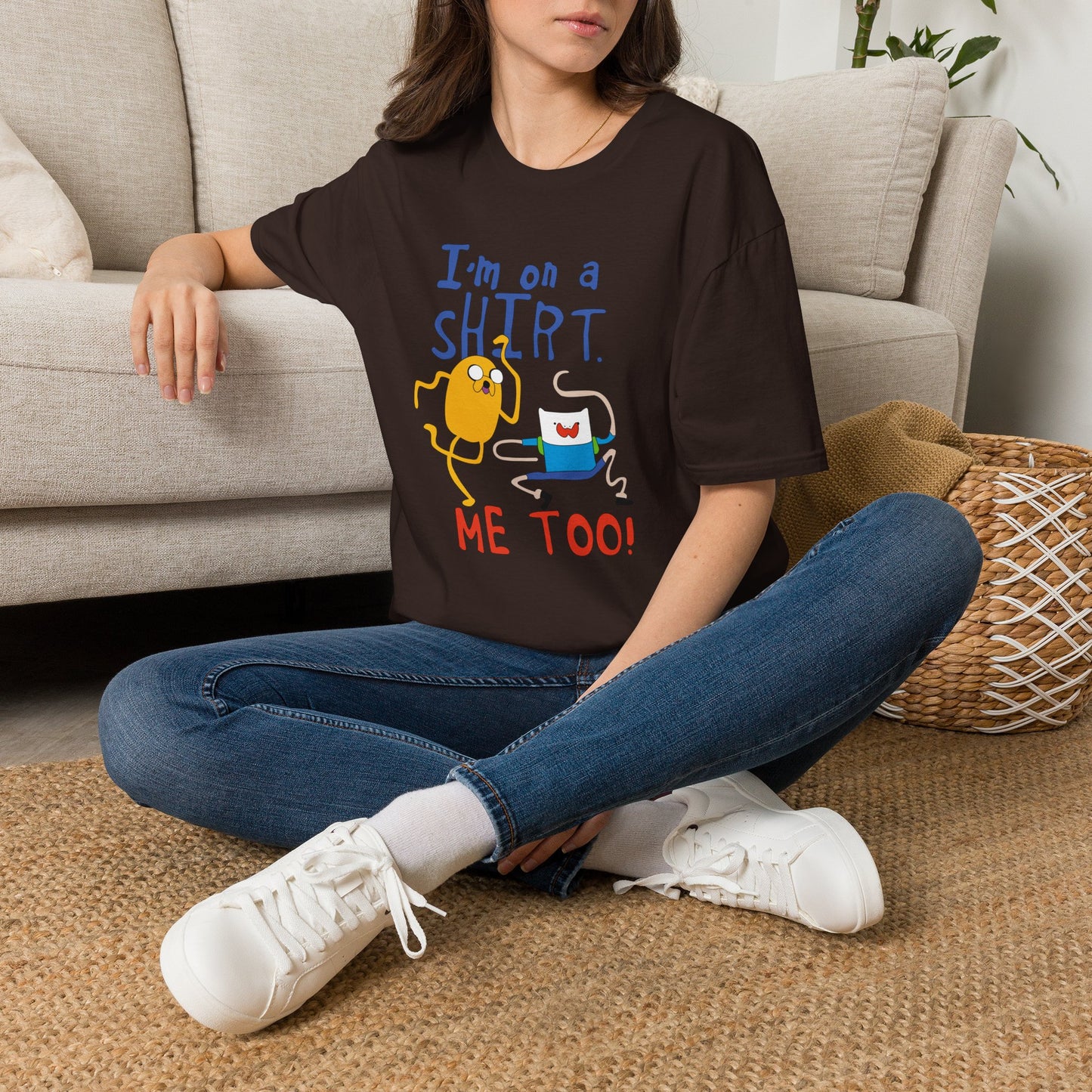 ADVENTURE TIME with Finn & Jake I'm on a Shirt. Me Too! — Funny Cartoon Jake & Cat Graphic Tee