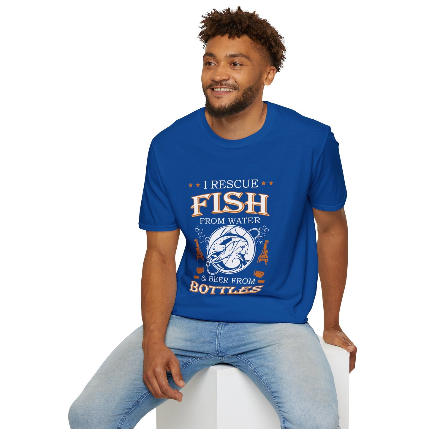 I Rescue Fish from Water & Beer from Bottles T-Shirt — Funny Fisherman Tee