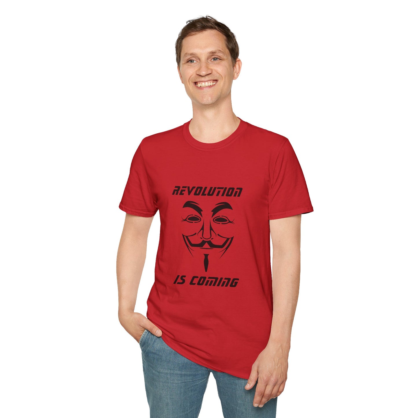 Revolution Is Coming T-Shirt — Guy Fawkes Mask Protest Tee