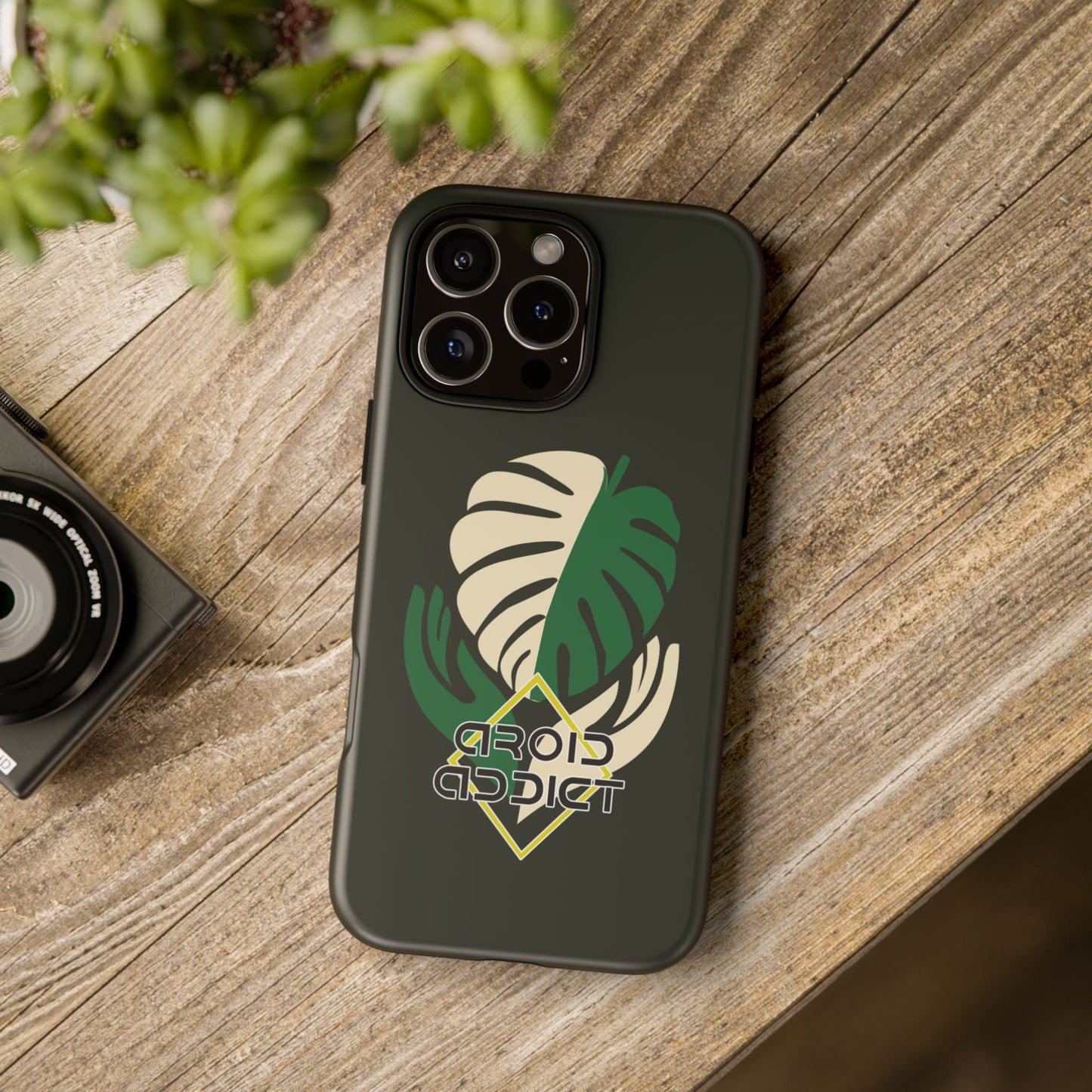 Phone Case — 'Droid Addict' Tropical Monstera Protective Case