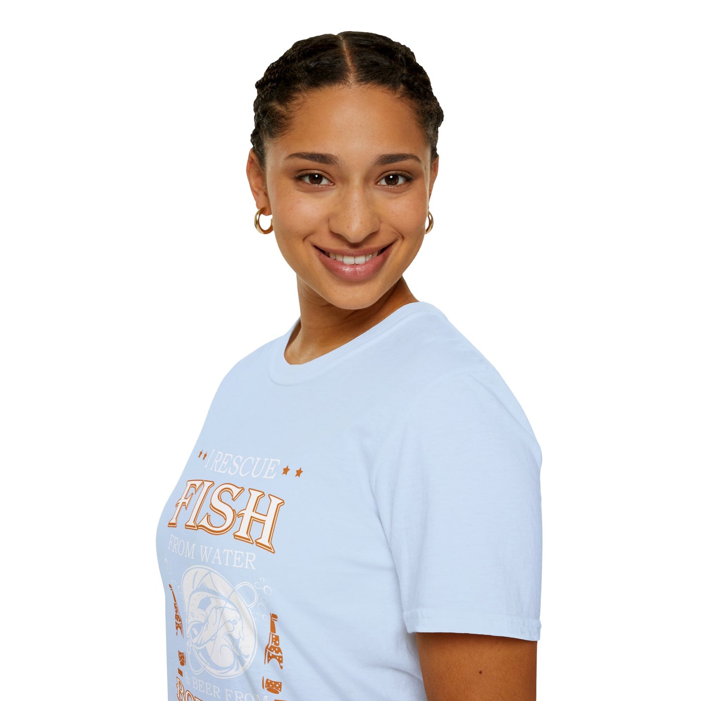 I Rescue Fish from Water & Beer from Bottles T-Shirt — Funny Fisherman Tee