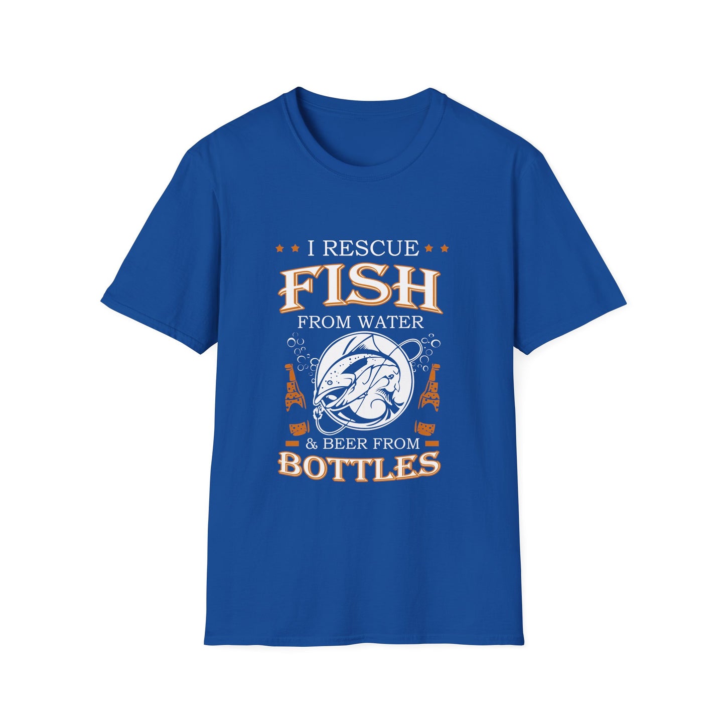 I Rescue Fish from Water & Beer from Bottles T-Shirt — Funny Fisherman Tee