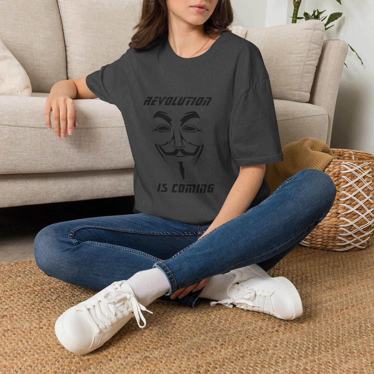Revolution Is Coming T-Shirt — Guy Fawkes Mask Protest Tee