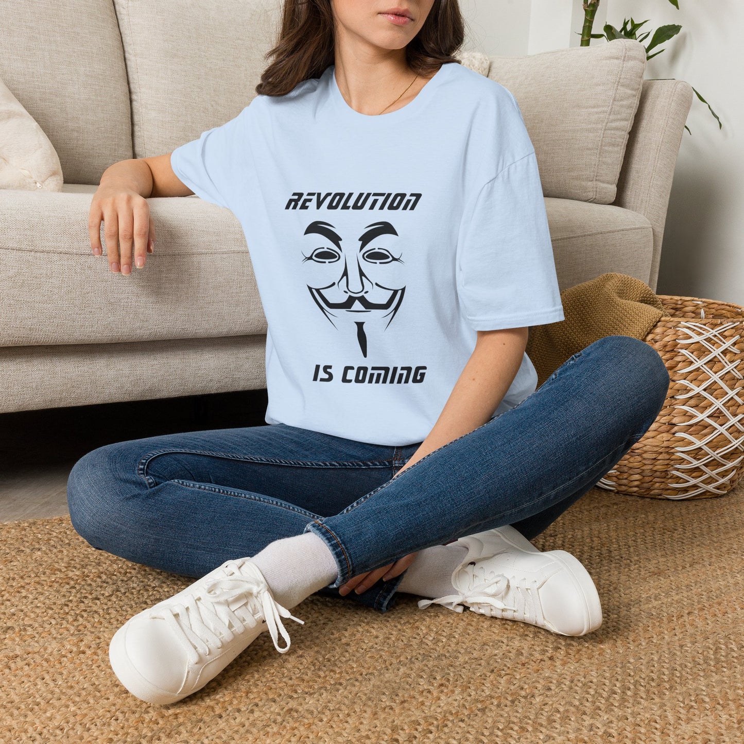 Revolution Is Coming T-Shirt — Guy Fawkes Mask Protest Tee