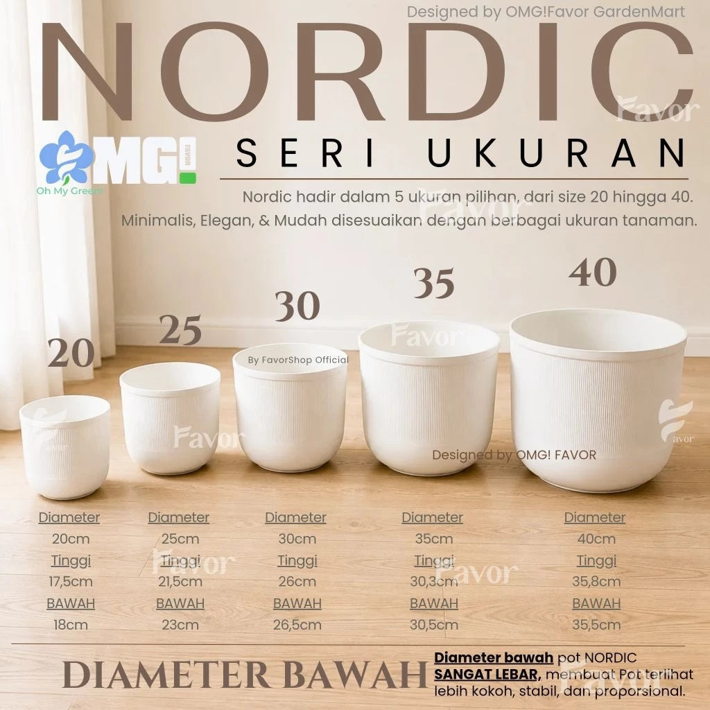 Nordic Aesthetic Pots 20/25/30 Black, White, Brick Red Scandi Style | Modern Minimalism Premium Motif