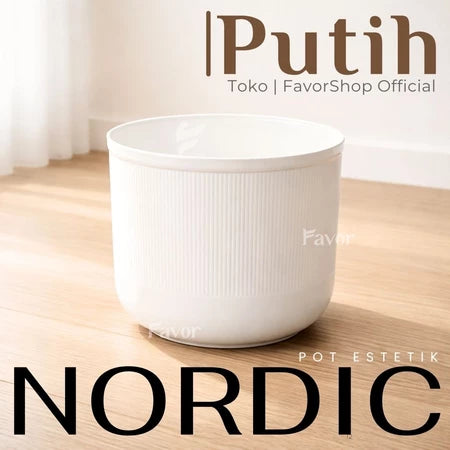 Nordic Aesthetic Pots 20/25/30 Black, White, Brick Red Scandi Style | Modern Minimalism Premium Motif