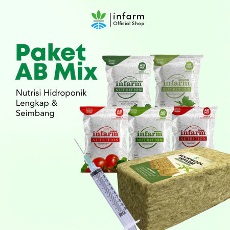 Complete AB Mix Nutrient Package, AB Mix Hydroponic Nutrient and Rockwool Planting Media for 120 Seedlings